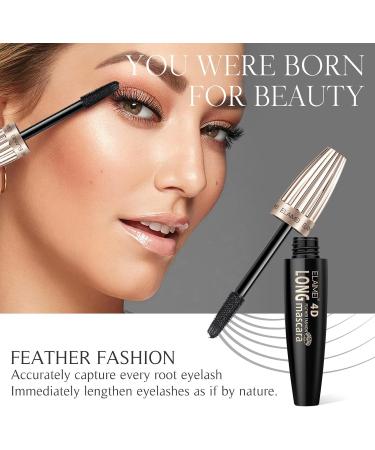 Mascara 4D Silk Fiber Waterproof: Black Volume and Length Smudge-Proof Mascara Thickening Lengthening Mascaras No Clumping Lasting All Day - Buy Online on SooperMarket.com