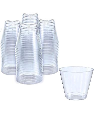 Small Clear Plastic Cups | 5 oz. 100 Pack | Hard Disposable Cups | Plastic Wine Cups | Plastic Cocktail Glasses | Plastic Drinking Cups | Plastic Party Punch Cups | Bulk Wedding Plastic Tumblers 100 ct - Clear (5oz)