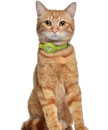 Oopsdoggy Leather Airtag Cat Collar with Bells - Tearable & Light GPS Pet Collar for Cats & Small Dogs in Lime Green - Buy Online on SooperMarket.com