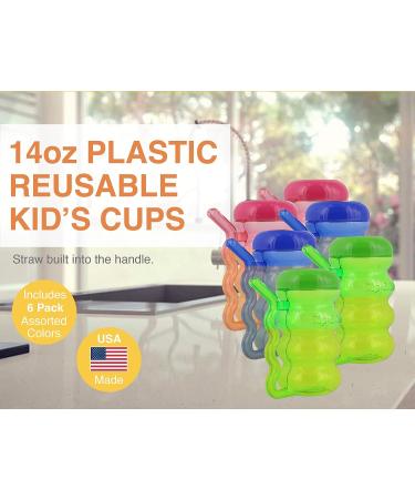 Arrow Home Products Sip A Mug  14oz  6pk - Easy to Grip Plastic Kid's Cup Where the Handle is the Straw - BPA-free with Screw-On Caps Great for Everyday Use  Made in the USA - Assorted Colors - Buy Online on SooperMarket.com