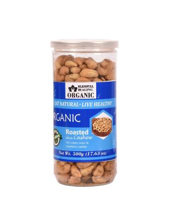 Blessfull Healing Organic Natural Vegan Rich Cream Onion Rosemerry Roasted Whole Cashew Nuts Crunchy Kaju 500 Gram