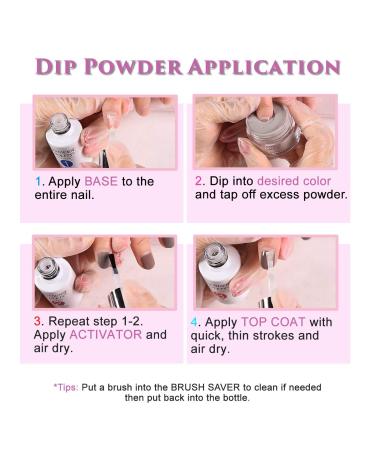 Dip Powder Gel Set - Activator, Base, Top Gel & Brush Saver - 0.5oz/Bot - Dipping Powder Acrylic Nail Manicure Pedicure - Buy Online on SooperMarket.com