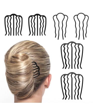 WLLHYF 6 PCS Hair Fork Clip Hair Side Combs U Shaped Messy Updo Bun Hair Pin Teeth Pins Stick Vintage Meatball Hair Styling Tool Accessories for Women Girls 6 PCS Black