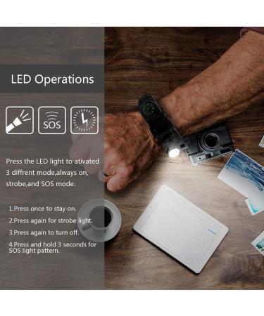 NVioAsport 20-in-1 Survival Paracord Bracelet with SOS LED Light, Fire Starter, Compass, Whistle Ideal for Camping, Hiking, Fishing | Adjustable Gear Kit in Black - Buy Online on SooperMarket.com
