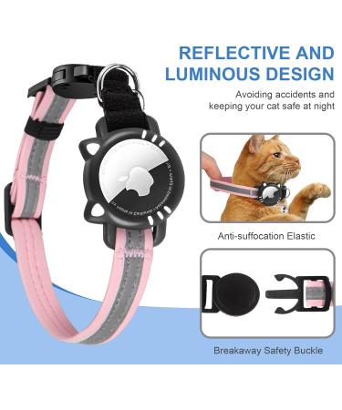 Ytanest Luminous AirTag Cat Collar | Reflective & Breakaway with Apple AirTag Holder | GPS Tracker & Safety Elastic Band | Pink XS (7-9 Inch) - Buy Online on SooperMarket.com