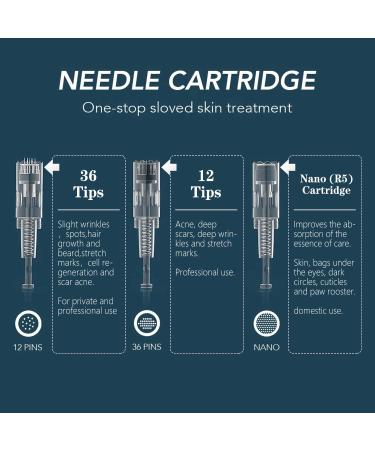 Derma Pen Microneedling 36 Pins - 10 Pcs Replacement Cartridges | Screw Thread Slot Disposable Parts - Buy Online on SooperMarket.com