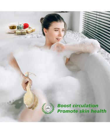 Bamboo Handled Shower Brushes for Exfoliating and Body Massage - Soft and Hard Natural Boar Bristles - Ideal for Back and Whole Body Scrubbing - Buy Online on SooperMarket.com
