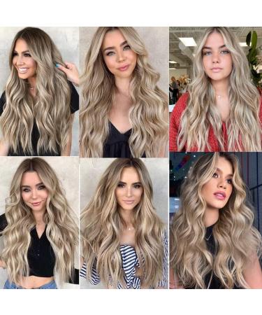 Dark Ash Blonde Clip in Hair Extensions - Long Wavy Full Head - Synthetic Fiber - 4pcs for Women - Buy Online on SooperMarket.com