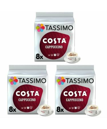 Tassimo Costa Cappuccino Coffee Pods 16 discs - (Pack of 3 Total 48 discs 24 Drinks) x