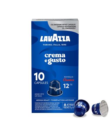 Lavazza Crema E Gusto Medium Roast Coffee Capsules Compatible with Nespresso Original Machines creamy coffee chocolate hints wood and spice aftertaste (100 pack) Crema e Gusto 10 count (Pack of 10)