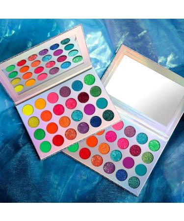 Neon Eyeshadow Palette - Delanci Aurora Glow for Halloween Makeup | Fluorescent & Glitter Eyeshadow Kit - Buy Online on SooperMarket.com