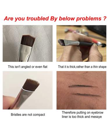 Ultra Thin Brow Brushes - Duo Angled Eyebrow & Eyeliner Brush Set (Black) - Includes Spoolie, Comb, and Mascara Brush - Buy Online on SooperMarket.com
