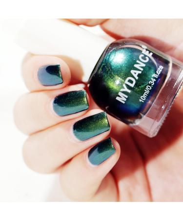Chameleon Nail Polish - Holographic Glitter Nail Polish - Shimmer Chrome Nail Art Varnish - Quick Dry Nail Varnish - Long-lasting Nail Polish for Manicure DIY at Home - No Need Baking green