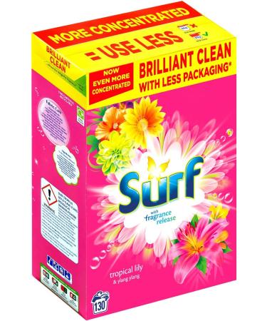 Surf Washing Laundry Detergent Powder - 130 Wash - Tropical Lily & Ylang Ylang - Fabric Care Laundry Powder for Brilliantly Clean Laundry Every Time - Suitable For Cold & Hot Washes - Buy Online on SooperMarket.com