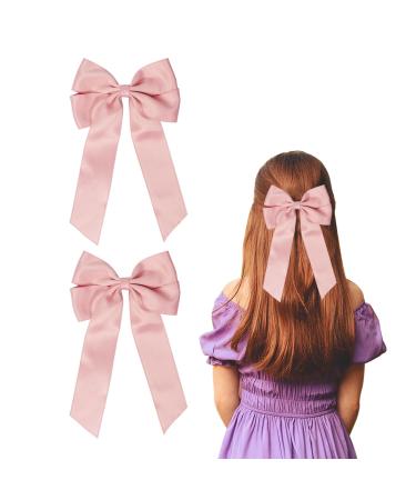 2 Pack Bow Hair Clips Pink Hair Bows for Women Girls Large Bow Clips Hair Barrette Hair Accessories