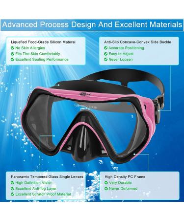 Gimilife Swim Mask - Anti-Fog Diving Goggles with Nose Cover and Earplugs for Adult Snorkeling & Scuba Dive - Black/Pink - Buy Online on SooperMarket.com