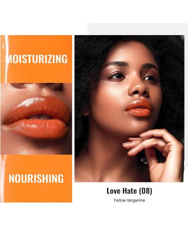 Oulac Moisturising Orange Lipstick - Hydrating Lipstick & Lip Balm for Dry Lips | Juicy Glossy Finish, Vegan & Cruelty-Free (08) - Buy Online on SooperMarket.com