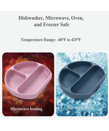 Baby Silicone Suction Divided Plate Non-Toxic, BPA-Free, Waterproof, Dishwasher Safe Easy to Clean Pink - Buy Online on SooperMarket.com