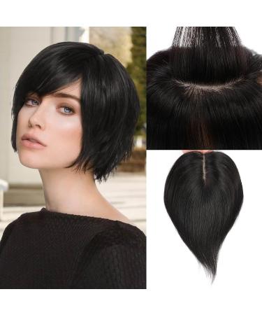 MORICHY Hair Toppers for Thinning Hair Women Real Hair Topper for Women Adding Extra Hair Volume Natural Black Clip in Hair Extensions 7inch Clip In Toppers 100% Remy Human Hair for Hair Loss 7inch-2clip 1B