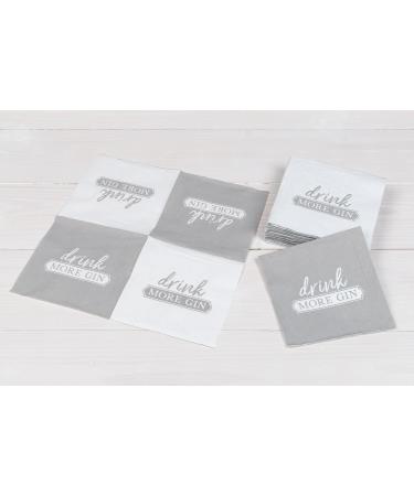150 Drink More Gin Cocktail Napkins - 3-Ply 25x25cm | Perfect for Parties & Events | International Shipping - Buy Online on SooperMarket.com