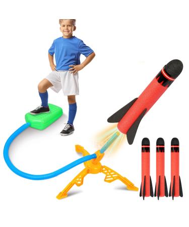 Rocket Toy Foot Pump Rocket Foam Outdoor Toy Rocket Toy with 3 Foam Rockets Gifts for Boys Girls