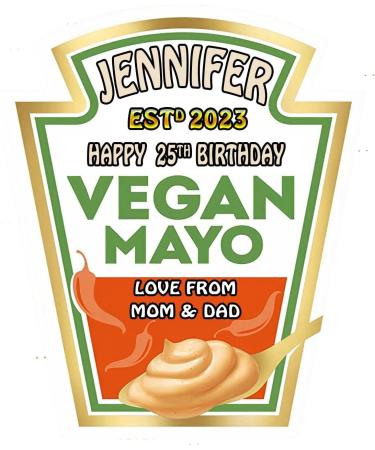 Personalised Customised Bottle Label Sticker for Heinz Vegan Mayo 220ml - Buy Online on SooperMarket.com