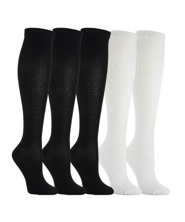 Weekend Peninsula 5 pair of compression stockings Knee socks Socks for women & men sports running flight travel travel pregnancy medical compression socks L-XL 3x black + 2x white