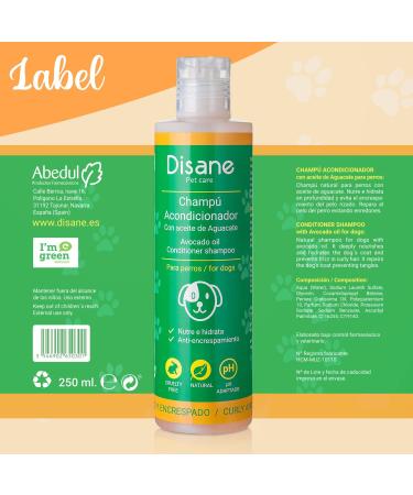 DISANE Natural Dog Conditioner Shampoo for Curly-Haired Dogs with Avocado Oil 250ml | Nourishing & Repairing Coat, Prevents Frizz, Enhances Curls - Buy Online on SooperMarket.com