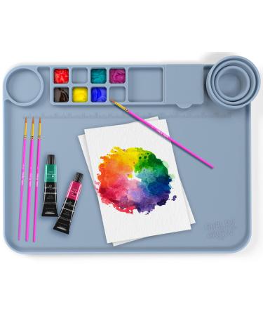 Silicone Craft Mat Silicone Art Mat with Cup Silicone Mats for Crafts - Craft Silicone Mat Silicone Painting Mat - Thick Large Silicone Artist Mat with Cup and Raised Edge for Painting (17.7"x13.7")