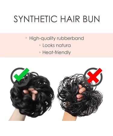 Synthetic Messy Hair Bun Scrunchie Extension in Ash Blonde/Bleach Blonde - Curly Wavy Chignon Updo for Women | Ponytail Hair Accessories - Buy Online on SooperMarket.com