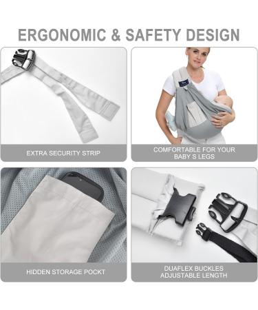 CUBY Portable Breathable Baby Sling Baby Essentials for Newborn Quick Dry Air 3D Mesh Fabric Wrap Baby Carrier Adjustable Sling Easy Toddler Carrier for Newborn up to 0-24 Months 45 lbs Mesh Grey - Buy Online on SooperMarket.com