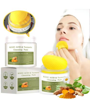 Turmeric Kojic Cleansing Pads 60 pack Turmeric Pads Natural Turmeric Cleansing Pads for Face Balance Skin Water and Oil Turmeric Pads for Face and Body