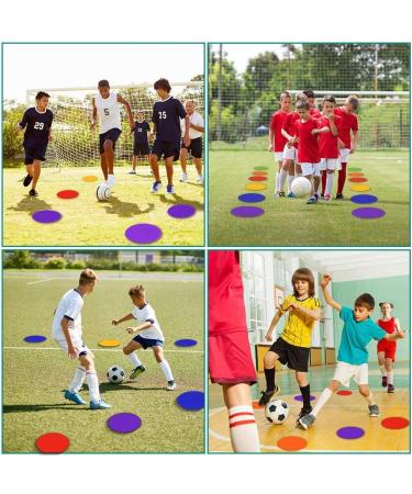 TuXHui 9 Inch Spot Markers Rubber Floor Dots - 24Pcs/30Pcs | Non Slip Agility Dots for Kids Sports & Gym Training | Includes Flat Field Cones Circles | Ideal for Soccer, Basketball, Preschool & Kindergarten Classroom - 6 Colors Available - Buy Online on SooperMarket.com