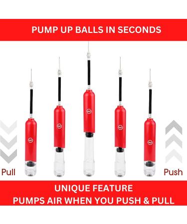 Hand Pump for Balls with 5 Needles - Fast Inflation for Basketball, Soccer, Volleyball, Football - Red - Buy Online on SooperMarket.com