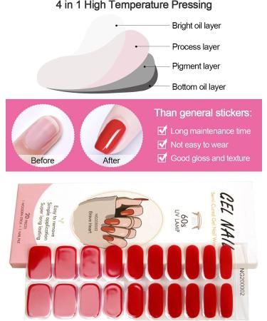 Kalolary 20PCS Red Nail Adhesive Wraps for Gel Polish - Self-Adhesive Stickers with UV/LED Lamp Required - Buy Online on SooperMarket.com