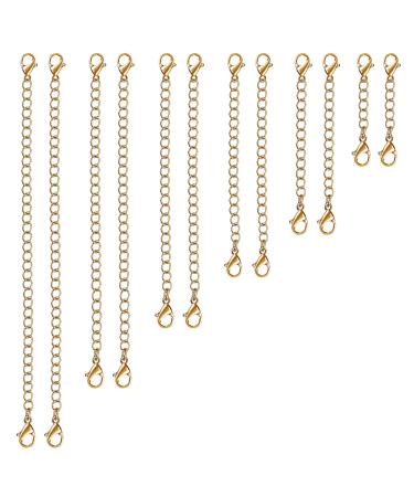 Necklace Extender, 12 PCS Chain Extenders for Necklaces, Premium Stainless Steel Jewelry Bracelet Anklet Necklace Extenders(Gold), Length: 1" 2" 3" 4" 5" 6", by UUBAAR Gold 1" 2" 3" 4" 5" 6"