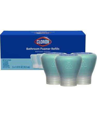 Clorox Bleach-Free Bathroom Foamer Refill Pods, Rain Clean, 3 Spray Refills