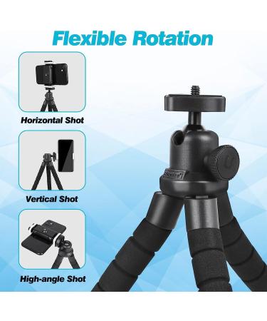 UBeesize Phone Tripod - Portable & Flexible Stand with Wireless Remote and Clip for Video Recording (Black) - Buy Online on SooperMarket.com