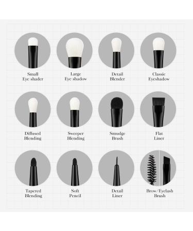 Jessup 12pcs Black Eye Makeup Brushes Set - Professional Eyeshadow Brush Set with Natural Synthetic Hair for Eyebrow, Eyelash, Eyeliner - T322 F-T322 - Buy Online on SooperMarket.com