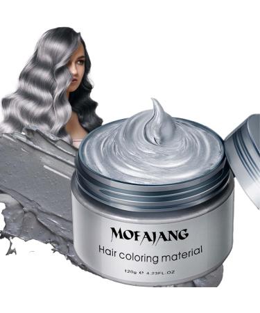 Silver Gray Hair Wax Pomades Temporary Hair Spray Color Coloring Mud Grey Hair Dye Wax Long Lasting Washable Treatment Matte Hairstyle Ash Non-Greasy Hair Wax for Party Date Cosplay