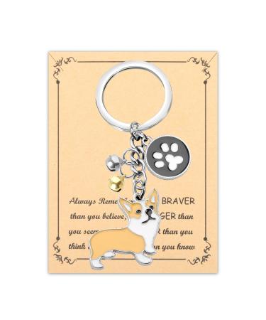 ENSIANTH Dog Keychain Gifts for Dog Lovers Puppy Keychain Dog Paw Print Keychain Gifts for Dog Owners Mom Dad Puppy Dog Keyring Corgi