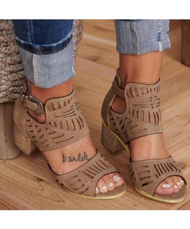 Foldap Women's High Heel Espadrille Platform Wedge Sandals - Brown | Summer Casual Beach Shoes - Buy Online on SooperMarket.com