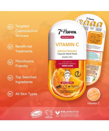 7th Heaven Vitamin C Nutriactive Brightening Sheet Mask Enriched with Amino Acids to Smooth and Firm Skin - Buy Online on SooperMarket.com