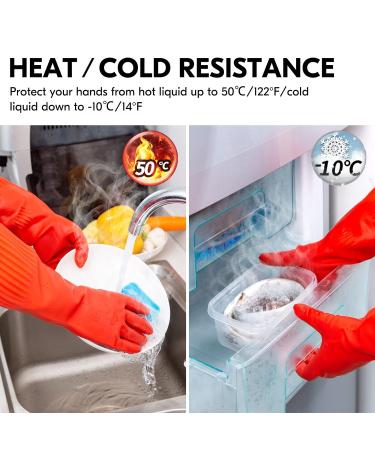 Vgo Reusable Household Gloves | Long Sleeve Latex Cleaning Gloves | Size M Red RB2143 | 1 Pair - Buy Online on SooperMarket.com