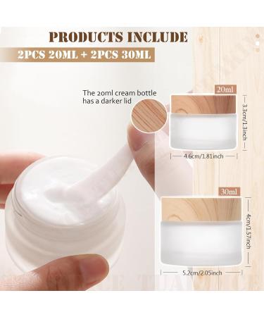 Buy Tuakimce White Matted Glass Cream Can - 20ml/30ml Clear Hip Empty Container with Lid & Liner | 4 Piece Set with Yellow Wooden Grain Cover - Ideal for International Shipping - Buy Online on SooperMarket.com