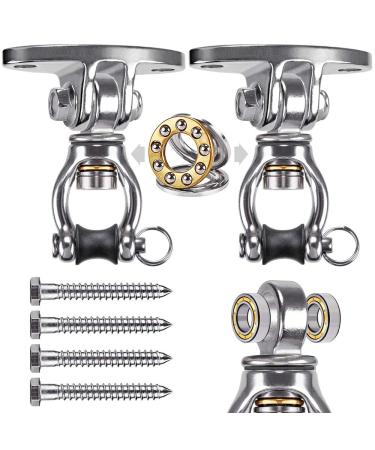 SELEWARE Swivel Swing Hangers Stainless Steel Swing Hooks Heavy Duty Ceiling Swing Mount for Porch Swing Hammock Chair Heavy Bag Yoga Silk Tire Swing Set Indoor Swing Olympic Rings 2 Pack 2 Pack with scews for wood