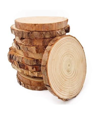 William Craft Unfinished Natural Wood Slices 12 Pcs 3.5-4 inch Craft Wood kit Circles Crafts Christmas Ornaments DIY Crafts with Bark for Crafts Rustic Wedding Decoration (3.5-4inch) 12 Pcs 3.5-4inch