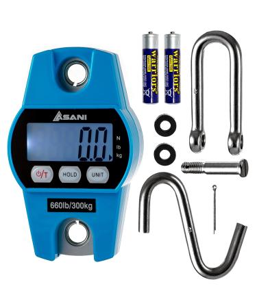 Hanging Weight Scale | 660lb Digital Electronic Weighing Scale with Accurate Sensors | for Hunting, Outdoor, Bass Fishing, Big Game, Farm, Large Luggage, Hoyer Patient Lift (Polycarbonate Blue)