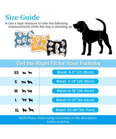Dono 3-Pack Reflective Dog Diapers with Washable Belly Band for Small Medium & Large Dogs - Frying Eggs Design (L) - Buy Online on SooperMarket.com