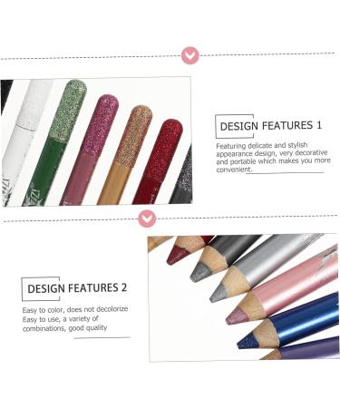Mikinona 12pcs Pearlescent Eyeshadow Pencil Waterproof Eyeliner Pen Gel Eyeliner Lasting Powder Girl Sequins - Buy Online on SooperMarket.com